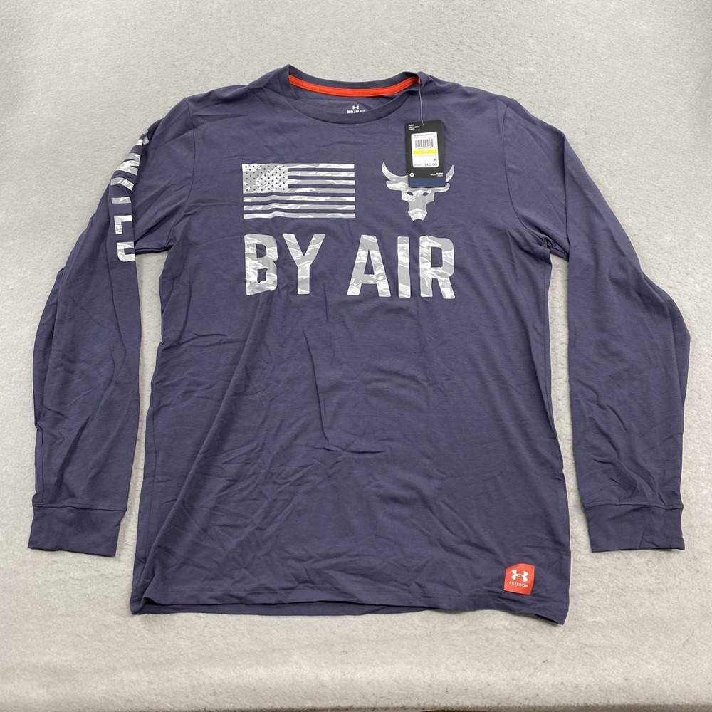 Under Armour Shirt Mens Medium Blue Project Rock Vet Day By Air Long Sleeve